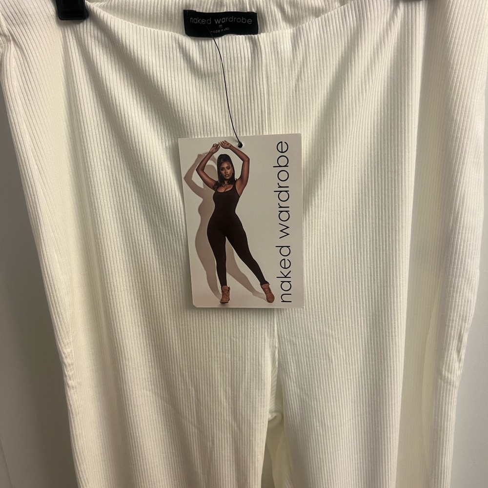 Naked Wardrobe Cream Ribbed Trousers
